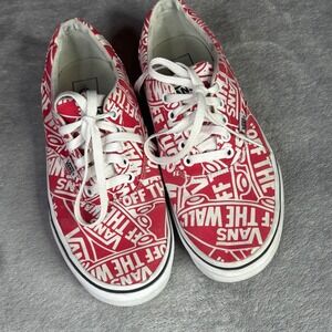 Vans Authentic Sneakers Mens 8 Red‎ White Off The Wall OTW Repeat Canvas Shoes